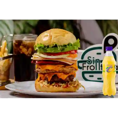 Combo Hamburguesa la S/ Frontera +Quatro Orig 400ML