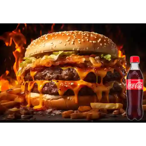 Hamburguesa Doble Carne&Queso +Cocacola Org 400ml