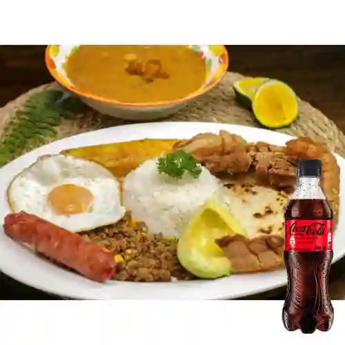 Combo Bandeja Paisa + Coca-Cola Sin Azúcar 400 ml