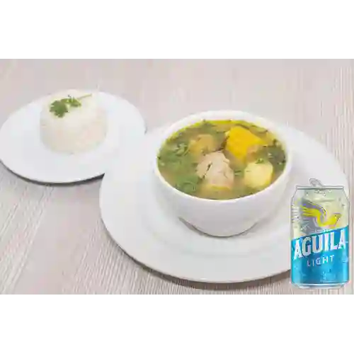 Combo Sopa de Pollo + Cerveza Aguila Light Lta 330ml
