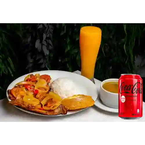 Combo Sobrebarriga a la Criolla +Cocacola S/az 330ML