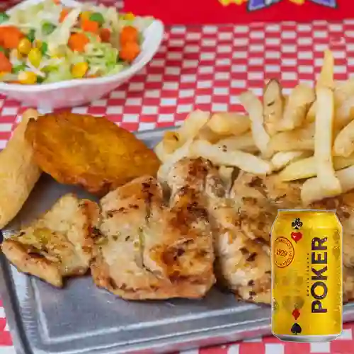 Combo Pechuga a la Plancha + Cerveza Poker Lta 330ml