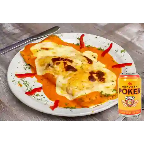 Combo Barra Gratinada Mixta + Cerveza Poker