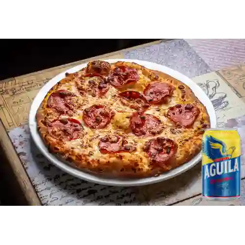 Combo Pizza Pepperoni + Cerveza Aguila
