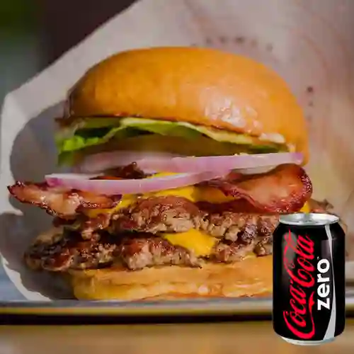 Combo Hamburguesa Doble + Coca Cola Zero 235 ml