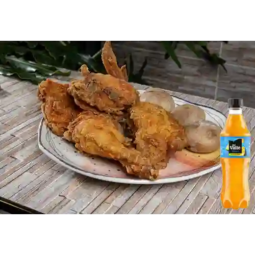 Medio Pollo Apanado +Del Valle Fresh Citrus 400ml