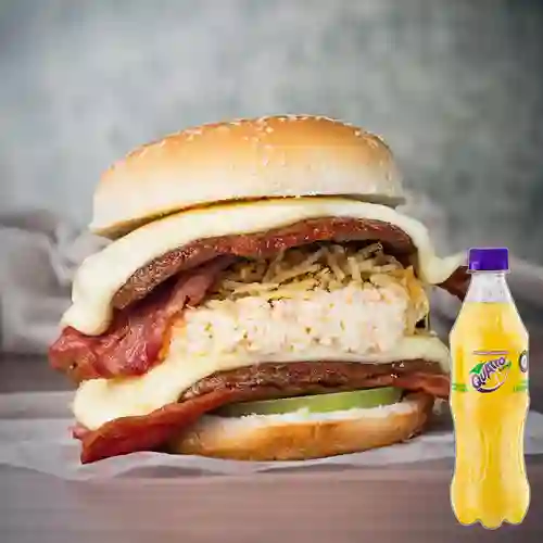 Combo Hamburguesa Súper Doble + Quatro Original 400ML