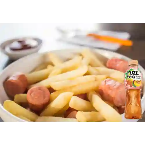 Combo Salchipapa + Fuze Tea Durazno 500 ml