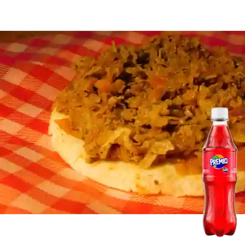 Combo Arepa Al Carbón Carne Desmechada + Premio 400 ml