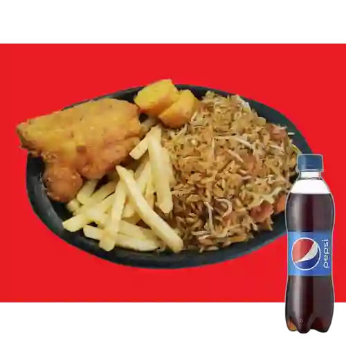 Arroz Chino c/ Cuadro Broaster+papa +Gaseosa 250ml