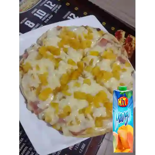 Combo Pizza Hawaiana Mediana + Hit Mango 1 L