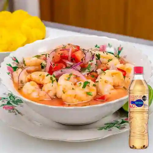 Combo Ceviche de Camarón +Brisa Sabor Manzana 600ML