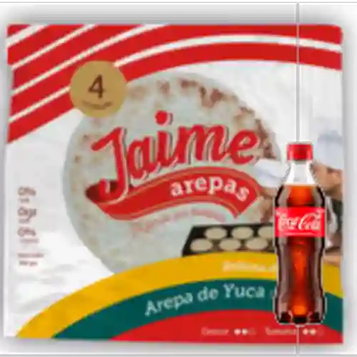 Arepa de Yuca Rellena Queso x4 +CocaCola Org 400ml