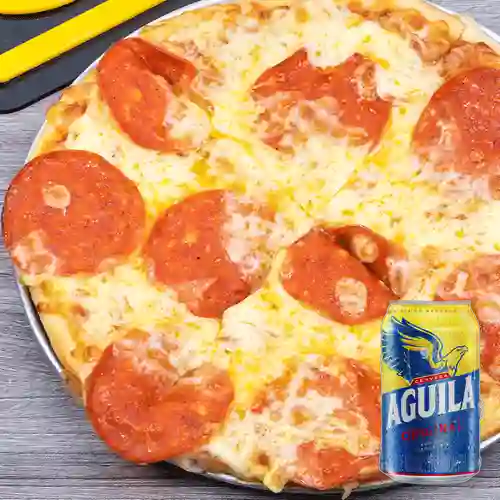 Combo Pizza Pepperoni Americano +Aguila Orig 330 ml