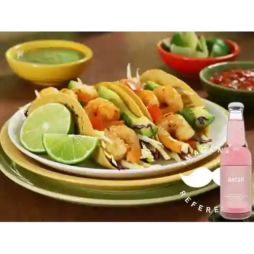 Combo Tacos de Camaron + Hatsu Frambuesa Rosas 300 ml
