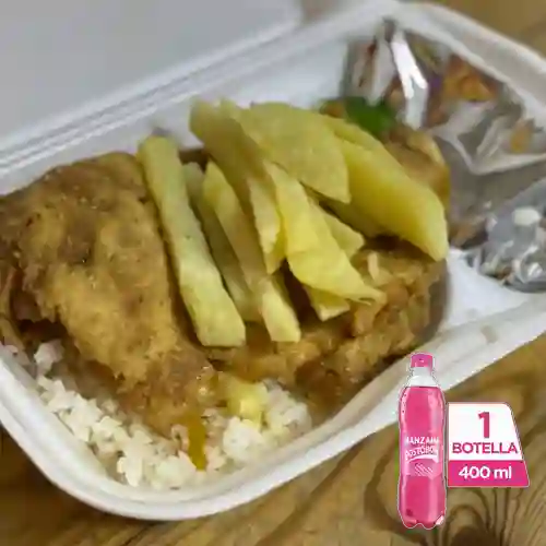 Combo Cena Chuleta de Pollo + Postobón Manzana 400 ml