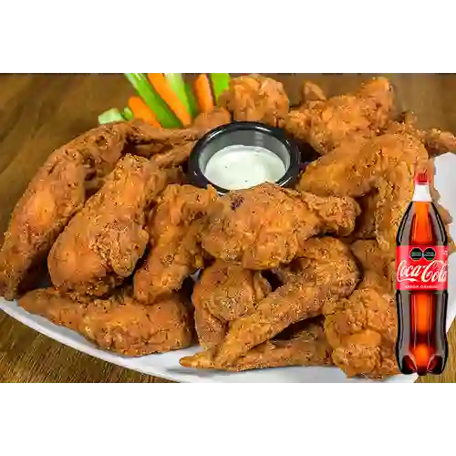 30 Alitas de Pollo ( S/ Papas ) + Cocacola Org 1.5l