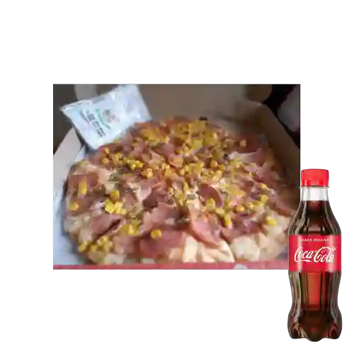 Combo Pizza Salami Tocineta Maiz + Coca Cola 250 ml