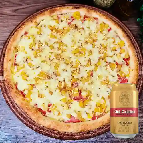 Combo Pizza Hawaiana Mediana + Club Col. Dorada Lta 330ml