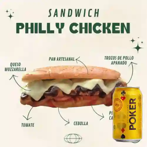 Combo Philly Chicken + Cerveza Poker Lta 330ml