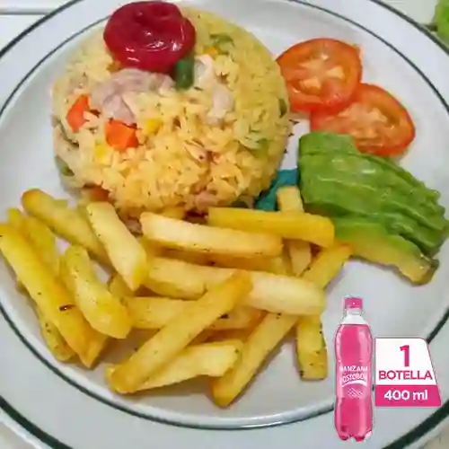 Combo Arroz con Pollo + Gaseosa Manzana Postobon 400ml