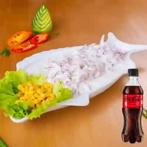 Combo Ceviche de Corvina + Coca Cola Sin Azúcar 400 ml