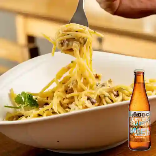 Combo Pasta Carbonara + BBC Cajica Honey Ale 330 ml