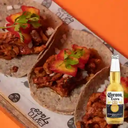Combo Taco Al Pastor X 3 + Corona 350 ml