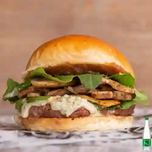 Combo Hamburguesa de Queso Azul +Manantial C/gas 600ML