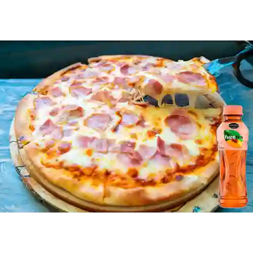 Combo Pizza Jamón y Queso + Fuze Tea Durazno 400ML