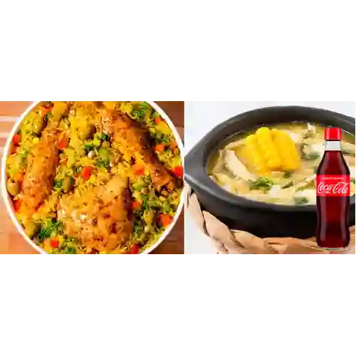 Combo Arroz con Pollo + Ajiaco + Coca-Cola Sabor Original 350 ml