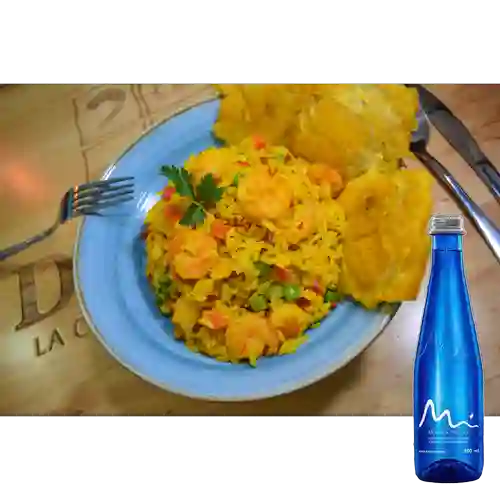 Combo Arroz c/ Camarones +Agua Manantial S/gas 500ml