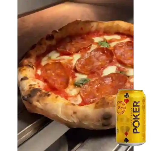 Combo Pizzetta Pepperoni + Cerveza Poker Lta 330ml