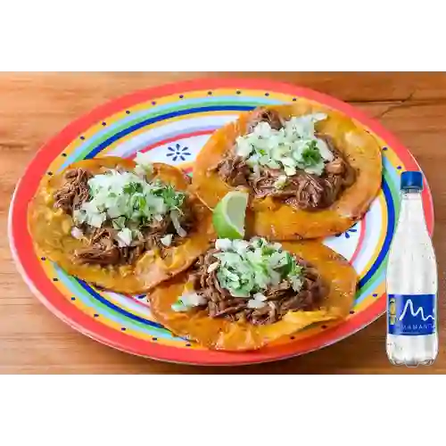Orden de Tacos de Birria X 3 +Manantial S/gas 600ml