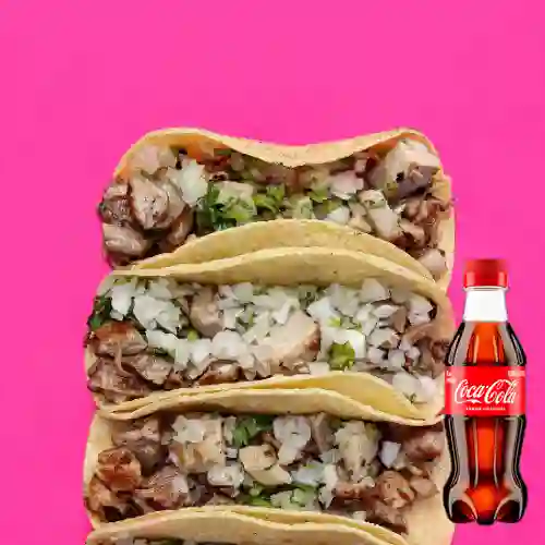Tacos de Carnita X3 Unidades +Cocacola Org 250ML