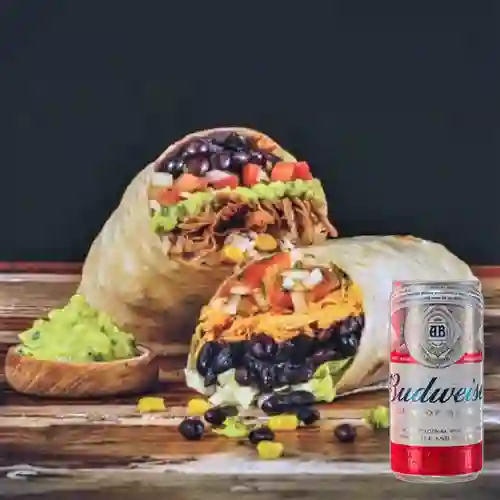 Combo Burrox1 Carne + Cerveza Budweiser Lta 269ml