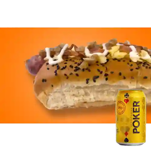 Combo Choridog + Cerveza Poker Lta 330ml