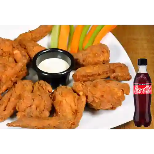 Combo 10 Alitas de Pollo S/ Papas +cocacola S/az 500ml