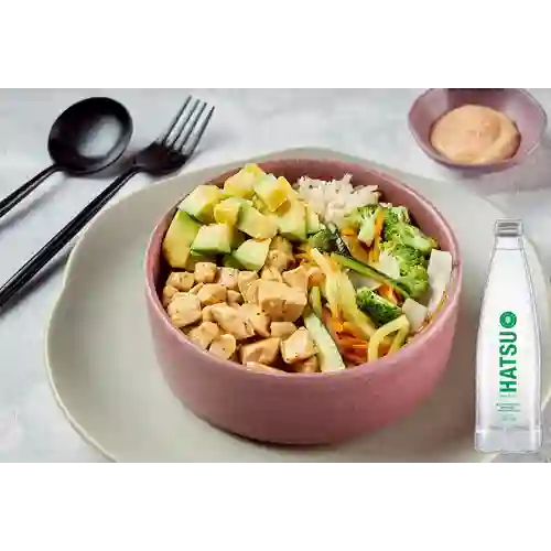Combo Bowl de Pollo en Naranja +Agua Hatsu C/Gas 300ml