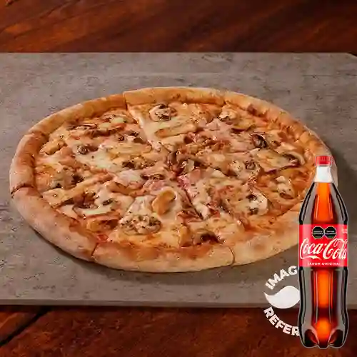 Pizza de Pollo c/ Champiñones +Cocacola Org 1.5l