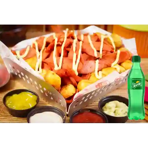 Combo Salchipapa Grande + Sprite 400 ml