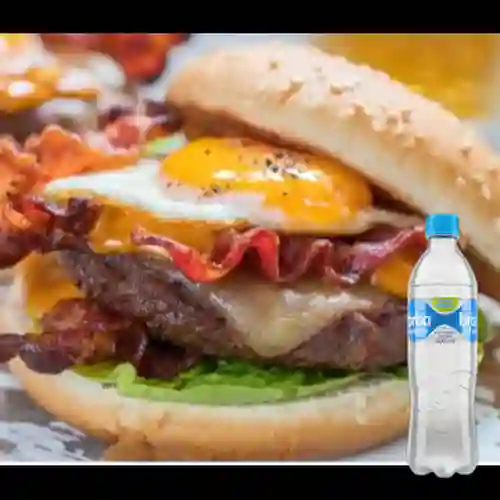 Combo Hamburguesa Huevo Tocineta + Brisa Sin Gas 600ML