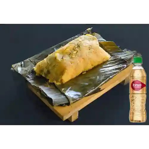 Tamal Tolimense +Agua Brisa Sabor a Manzana 600ml