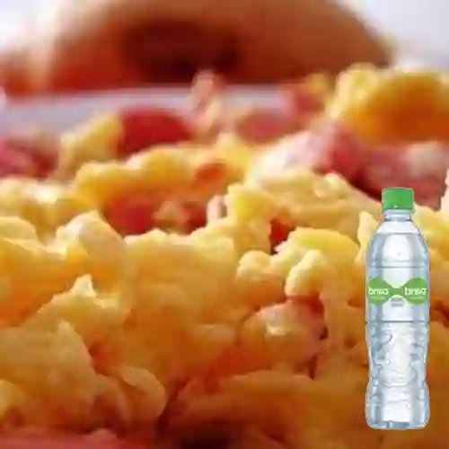 Porción Huevos c/ Jamón&Queso +Agua Brisa C/Gas 600ml