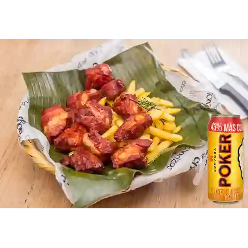 Combo Costillas de Cerdo Ahumadas + Poker 330 ml