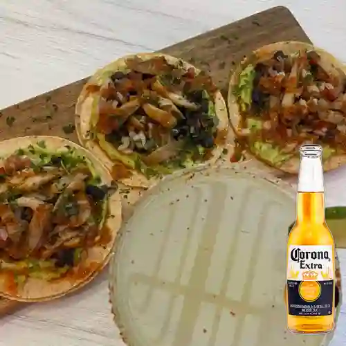 Combo Tacos De No Pollo Rebosado + Corona 330 ml