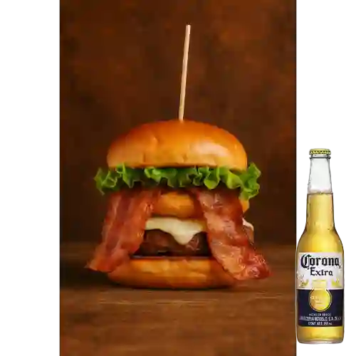 Combo Hamburguesa Talla Xl + Cerveza Corona Bot. 355ml