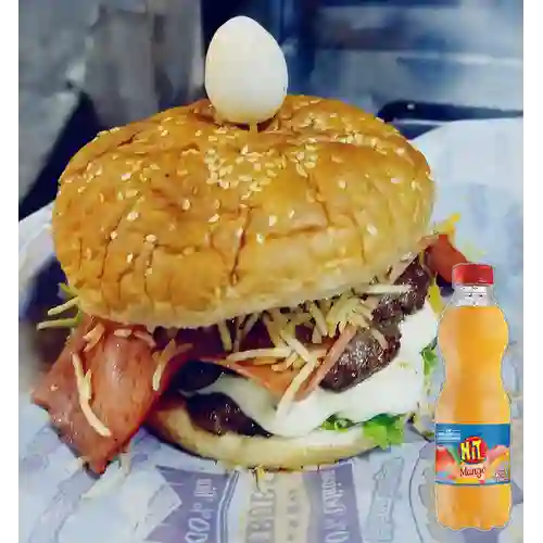 Combo Hamburguesa Doble Carne +Hit de Mango 500Ml