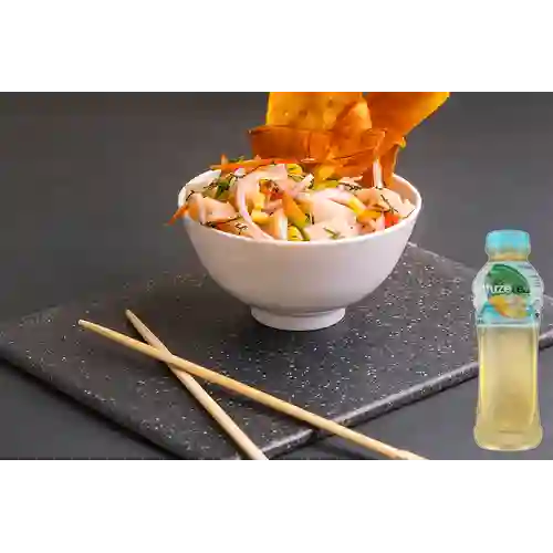 Ceviche de Pescado +Té Verde Fuze Mango Manzanilla 400ml