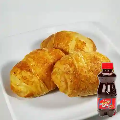 Combo Croasant Jamón y Queso + Pony Malta 250 ml